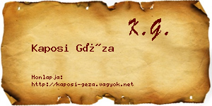 Kaposi Géza névjegykártya